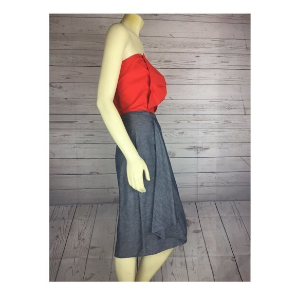 NWT Women's Halston Pencil Skirt Linen Chambray Blue Denim Color Size 4 - Picture 11 of 12